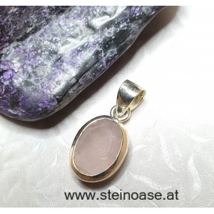 Anhänger Rosenquarz facettiert - 925 Silber